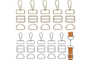 AFUNTA Lot de 30 anneaux en D pour sacs, mousquetons rotatifs en métal avec anneaux en D, boucles coulissantes, accessoires pour sac à main et sac à dos