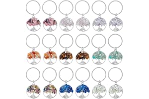 SUPERFINDINGS Albero della Vita Portachiavi Pietra di Cristallo Naturale Fatti A Mano Fai da Te Portachiavi Pendente Fascino della Pietra Preziosa Catena Chiave Fascino Fatti A Mano