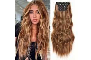 Clip in Hair Extensions Juego de 4 Piezas Rizado Clip de Extensión de Cabello, Piezas de cabello para mujeres YDDM Fibras de cabello sintéticas