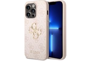 CG MOBILE Guess PU 4G Metal Logo Carcasa para iPhone 14 Pro, Color Rosa