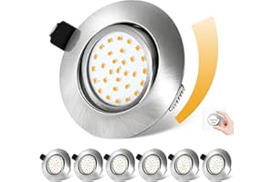 Dexnump Spot LED Encastrable Dimmable, Spots de Plafond 230V, 5W 600LM Spot Encastré Equivalente de 50W, Ultra Plat de 25mm, Spots LED IP44 pour Salle de Bain Chambre, Lot de 6 (Argent, 2700K)