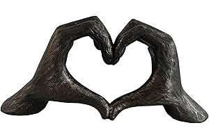 Haute Collage Escultura de gestos de amor de manos, color plateado, dorado, bronce, tamaño real, 26 cm, expresión de agradecimiento y amor, día de San Valentín, regalo de boda (bronce)