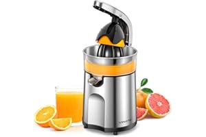 ‎VINATO VINATO Elektrische Zitruspresse Edelstahl mit 2 Presskegeln – Automatische Orangenpresse & Zitronenpresse, Saftpresse Elektrisch mit Anti Tropf System, Leise für Maximale Saftausbeute
