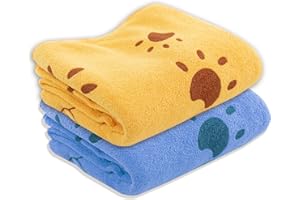 DIGIFLEX Dog Towels - Microfibre Towels - 2PC Washable Dog towel - Dog Accessories for Grooming & Drying - Large Dog Towel - Orange & Blue - 140 x 71cm