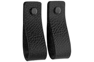 Brute Strength - Maniglie in pelle per mobili - Nero - 2 pezzi - 16,5 x 2,5 cm - Maniglia per mobili, maniglia per porte per cucina, bagno, armadi, comò, legno