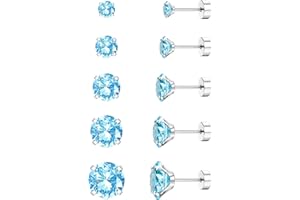 Dimaday 5 Paare 20G Medizinische Ohrstecker Edelstahl für Damen Herren CZ Flachem Rücken Cubic Zirkonia Knorpel Ohrringe Helix Piercing Tragus Flat Back Piercing Ohrringe Set ohrstecker