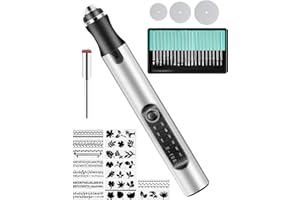 ZITFRI Stylo Graveur Électrique Mini Stylo Graveur sans Fil Kit Outil de Gravure Multifonction avec 20 Bits + 16 Pochoirs Outil de Gravure pour Bricolage Métal Verre Bois Plastique Pierre - Argent