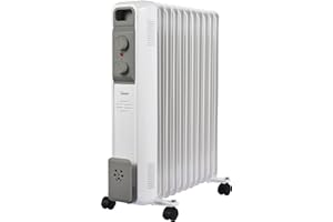 Bimar HO431 Termosifone Elettrico, Radiatore ad olio Basso a Consumo, Calorifero ad olio con 11 Elementi e 5 Canali di Circolazione, Termostato Regolabile, 3 Potenze di Riscaldamento, Trasportabile