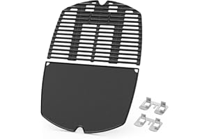 Onlyfire Plaque de Cuisson et Grille de Cuisson en Fonte pour Weber Q200 Q220 Q240 Q2000 Q2200 Q2400 Gril à Gaz, 6559 7645 Pièces de Rechange pour Weber Baby Q Gril à Gaz, 38,6 x 27,2CM, Paquet 2