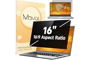 MAMOL 16"&16.1" Laptop Privacy Screen Compatible with Lenovo Hp Dell Acer Asus Thinkpad Envy Xps Computer 16:9 Aspect, Removable Anti Glare Blue Light Filter Protector, 16 Inch Monitor Security Shield