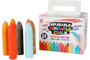 TBC THE BEST CRAFTS TBC Craie de trottoir lavable - 24 couleurs - Non toxique - Seau Crayons, pour s'amuser à Peindre en Couleurs sur l'asphalte, Les Routes et Les trottoirs