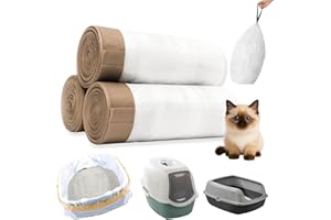 PETIFY - 60x Sac Litière Chat XL de protection pour bac à litière avec Cordons de Serrage – Pack Économique Annuel – Hygiéniques, Résistants & Anti-Odeurs