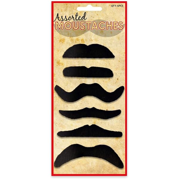Fausses Moustaches Adhésives - Lot De 24, Fibre Synthétique, Auto-Collantes, Pour Déguisements (Fête, Halloween, Noël)