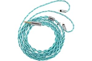 Linsoul Tripowin Aurora IEM Cable, cavo per cuffie a 4 conduttori OCC e OCC argentato, cavo di ricambio HiFi per cuffie cablate, colore acquamarina (2Pin, 3.5mm)