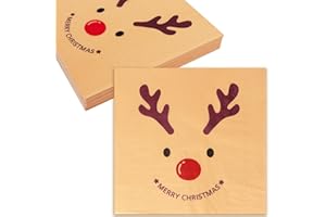 GEBETTER 40 pcs Christmas Paper Napkins Reindeer Merry Christmas Xmas Disposable Serviettes for Decoupage Party Table Decorations