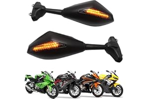 MISS MOLY Schwarz Motorrad Blinklicht Rückspiegel mit LED Pfeil Indikator Für CBR GSXR YZF (Matt Schwarz + Rauchglas)