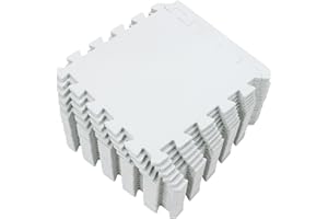 Yostrong® EVA Gomma Tappeto Gioco Bambini Per Puzzle | Tappetino Fitness Palestra, 18 Pezzi Con Bordo Dritto. Bianco. YOC-Ab18S18