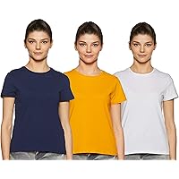 Amazon Brand - Symbol Women's Solid Regular Fit Half Sleeve T-Shirt (Combo Pack of 3)