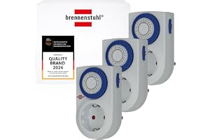 Brennenstuhl set van 3 timer MMZ 20, mekaniskt timeruttag (dagtimer, med förbättrat beröringsskydd, för inomhusbruk)