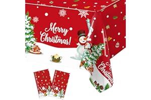 BALLOON GARLAND 2 Pezzi Tovaglia Di Natale, Rosso Rettangolo Tovaglia Con un Albero di Natale neve Babbo Natalizia, Decorazioni del Tavolo Di natale, Decorazioni per Feste di tovaglie per natale, Vacanza Invernale