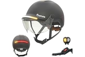 Overade Innovation Française - Casque Life avec Visière, avec Éclairage Puissant Avant/arrière, Télécommande Clignotants Oximote Incluse, Fonction Feu Stop Inclus, Taille Unique.