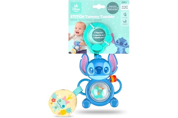 Bright Starts Disney Baby Stitch Jouet Bébé Tummy Tumble – Jouet à Billes Tournantes, Unisexe, pour Voyage ou Poussette, Nouveau-nés et +