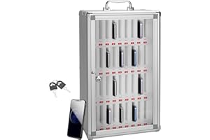 GODLONSEN 36 Steckplätze Handy Aufbewahrungsbox, Handy-Aufbewahrungsschrank mit Schlüssel, Wandhalterung, Handy Schließfach mit Griff für Klassenzimmer - Silber