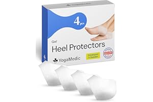 YogaMedic Silikonowa ochrona pięty, wyściółka pięty do butów, 4 sztuki, miękkie żelowe wkładki silikonowe, skarpety na piętę na bóle pięty, zapalenie powięzi podeszwowej, sucha popękana pięta, żelowa