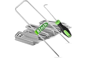 Graxury 50 Stück 20cm Ø 3mm Schwere Gartennägel Stahlpfähle - Verzinkte Stahlklammern zur Sicherung von Unkrautvlies, Netzen und Rohren mit 1 Hacken