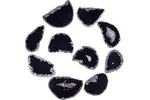 Amogeeli 10pcs Geode Agate Light Table Slice for Home Decor, Crystal Agate Place Cards for Weddings