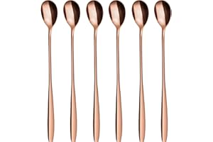 GRÄWE Eis- und Latte Macchiato Löffel aus Edelstahl, langer Löffel, ideal für Kaffee, Desserts und Eistee, spülmaschinenfest, Rotgold