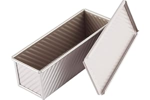 CHEFMADE Pullman Loaf Patelnia z wargą, pojemność 0,66 funta, nieprzywierająca, prostokątna, falista skrzynka na tosty, do pieczenia w piekarniku, 6,8 x 2,8 x 2,8 cm (kolor szampańskiego złota)