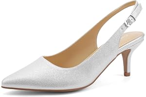 Greatonu Slingback Donna Scarpe Eleganti Decollete con Tacco Medio a Gattino e Punta