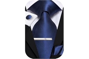 Hi-Tie Classic Mens Silk Ties Set 4 PCS Necktie Pocket Square Cufflinks Clip Pin Solid Strip Paisley Tie