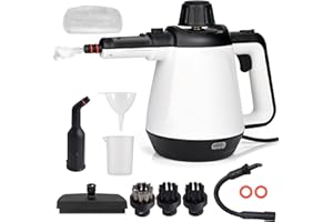 Pfloge® Vaporeta Limpieza Hogar 430ml, 1200W 3,5 Bar Vaporeta de Mano con 9 Accesorios, Vaporeta Limpieza Sofa con Luz de Trabajo y Accesorios de Lmpieza