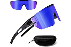 PATRICHOR Lunette Velo Homme Femme, Lunette de Vitesse Polarisées, Lunette de Cyclisme, Lunette Vtt, UV400 Protection Lunettes de Soleil Pour Vélo Pêche Course Conduite, Coupe Vent et Anti Buée