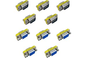 iYueMps 10pcs DB9 Serial RS232 9 Pin Gender Changer Male-Male and Female-Female Adapter Converter(5pcs F-F + 5pcs M-M)