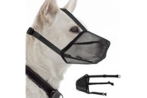 RISVOWO Museruola Traspirante per Cani, Museruola per Cani con Maglia Arrotondat, Museruola per Cane in Nylon, Regolabile Cinturino per Prevenire L'abbaio e i Morsi (M, Nero)