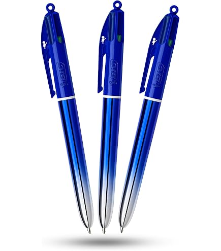 BIC Stylo 4 Couleurs Dégradé - Bleu, Noir, Rouge, Vert - Pointe 1.0mm - Rétractable
