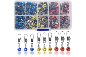 HUNPHY SDFAA 100 Piezas Aparejos de Pesca Giratorios, Broche Giratorio de Pesca, Barril Giratorios de Pesca, Kit de Accesorios de Pesca Pequeños, Juego de Pesca con Caja de Aparejos, para Pesca en El Mar