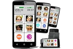 MOBIHO ESSENTIEL Mobiho-Essentiel Le SMART PHOTO CONTACT 5,5 pouces. L'interface senior sur mesure avec 9 photos contacts, SOS, Lampe, Coach privé, aide, intervention à distance inclus, Stylet extensible fourni + pochette de rangement inclinable. Débloqué tout opérateur toute carte Sim