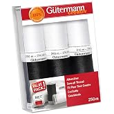 G&uuml;termann creativ Sewing Thread Set with 6 Bobbins of Coselotall 250 m in Black and White