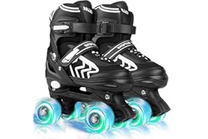 SZHZS Kids Roller Skates for Boys Girls Children Beginners, 4 Sizes Adjustable Roller Skates for Child Toddler Ages 4-6-12 with 8 Light up Wheels