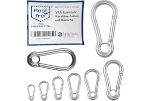 NIETFULLTHINGS 20 pièces 11-mm Mousqueton en acier inoxydable à cosse de V4A forme robuste avec œillet charge de rupture 1850 kg mousqueton pompier 316 11x120-mm