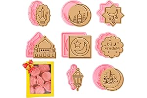 GoldOars Ramadan Ausstechformen Kinder, 8 Stück Eid Mubarak keksausstecher, Muslimischen Cookie Cutter für Kuchen, Käse, Fondant, Backformen (Tippe A)