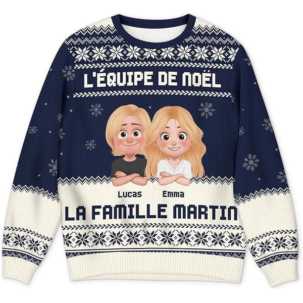Pull Moche Personnalisé Papa Chat Avec Photo - Pull De Noël Homme Drôle - Sweater Personnalisé Prénom
