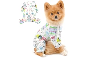 PAIDEFUL Pyjama pour animal domestique de petite taille pour fille et garçon avec joli motif - Pyjama en coton à 4 pattes pour dormir toute l'année - Combinaison pour chiot, chihuahua, yorkshire
