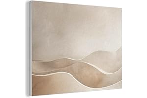 MuchoWow© Felt Panel 100x70 cm Framed Print Painting for Entryway Interior Accent Decoration Wall Art Beige - Hills - Pattern