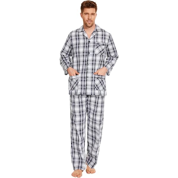 Pigiama Uomo El Búho Nocturno | Pantaloni Lunghi In Popeline O Flanella | 100% Cotone Con Tasche | Taglie Fino A 3XL