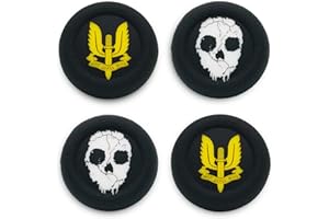 Playrealm Doux Caoutchouc Silicone Texture Impression de Pouce Poignée Couverture Thumb Grip x 4 pour PS4, Xbox One, Switch PRO Manette (Pack D'appels De Service)